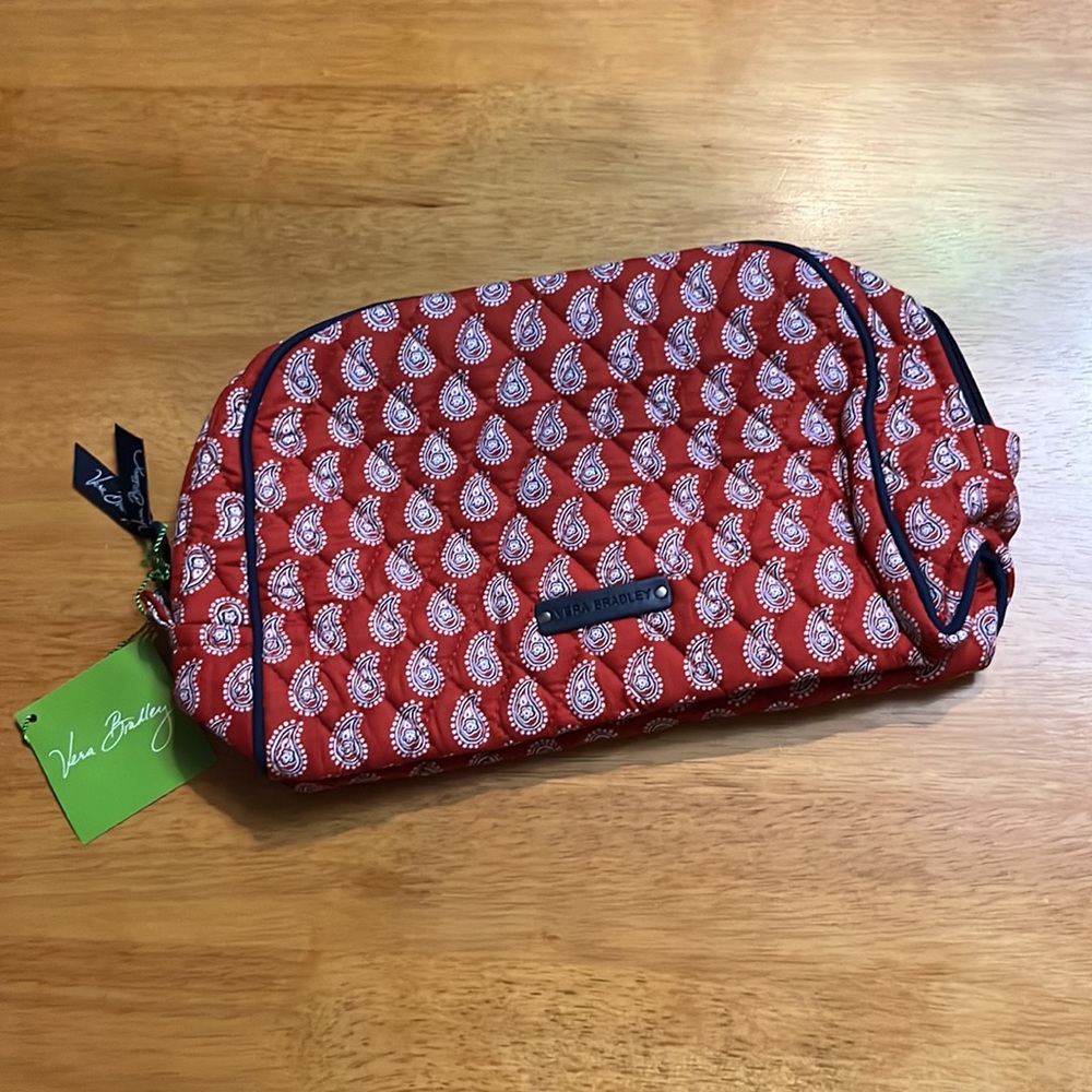 Vera Bradley Large Zip Cosmetic Bag Red Bandana Paisley